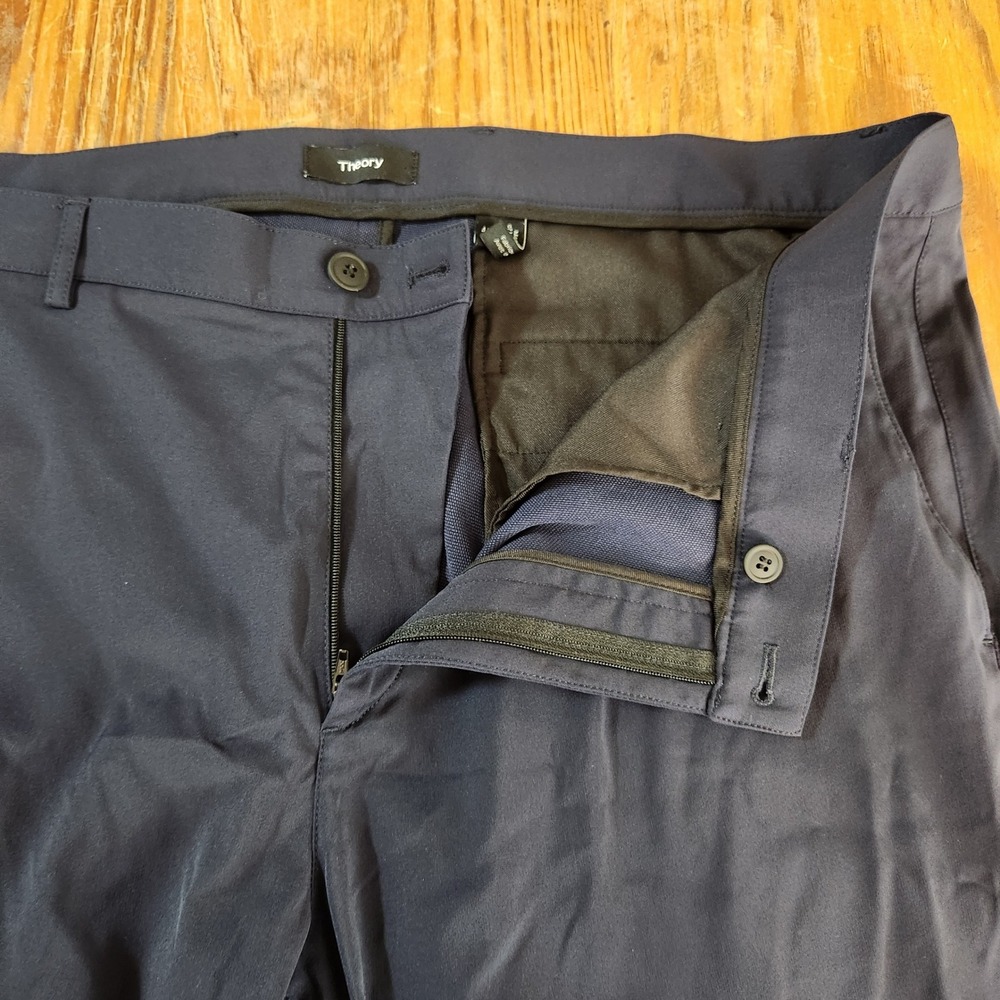 Lot of 2 Theory Zane SW‎ Neoteric Khaki Blue Chino Pants 40x32 Preppy Flat Front - Picture 7 of 16